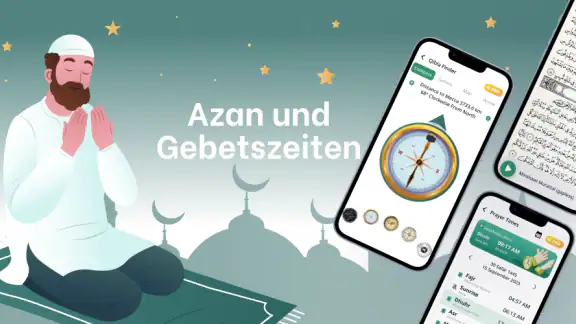 Gebetszeiten, Azan und Qibla