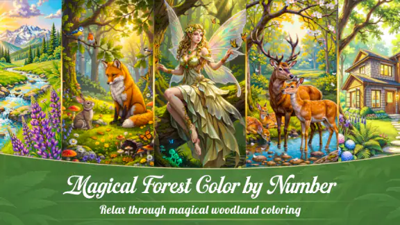 Magical Forest Color by Number