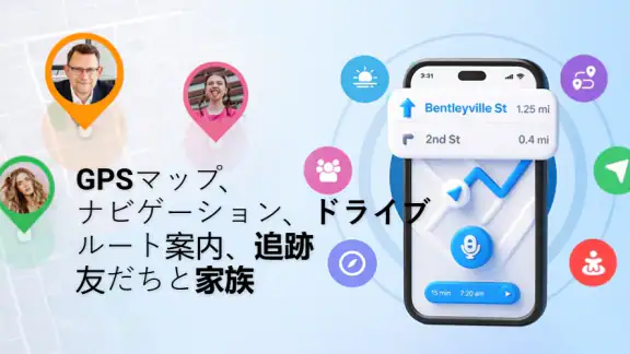GPS、地図、音声ナビゲーションと目的地