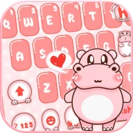 Pink Cute Hippo Thème icon