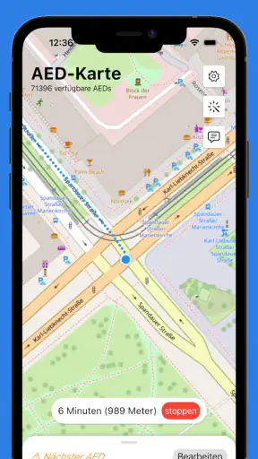 AED-Karte - Defibrillatoren screenshot