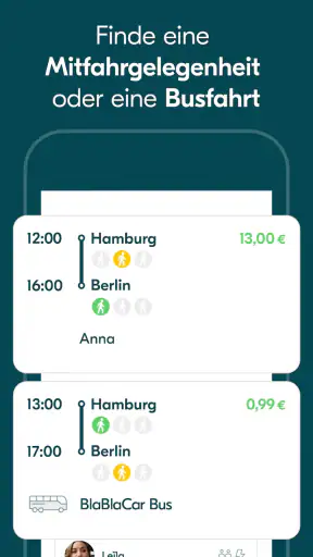 BlaBlaCar: Mitfahrten & Busse screenshot