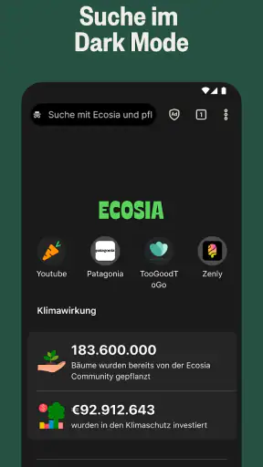 Ecosia Klimapositiver Browser screenshot