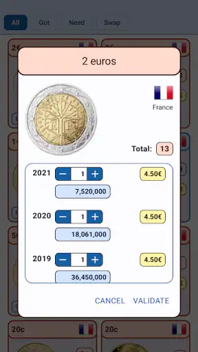 Euro-Münzsammlung screenshot