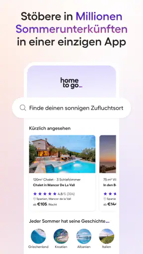 Ferienhäuser buchen – HomeToGo screenshot