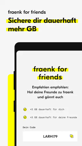 fraenk: Die Mobilfunk App screenshot