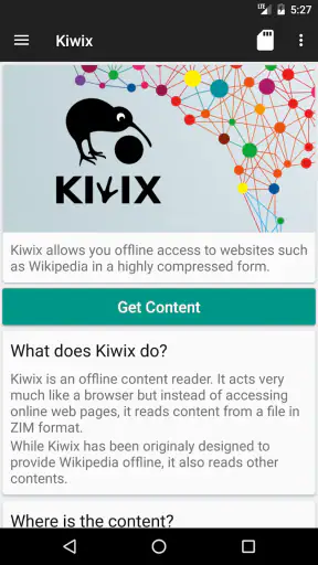 Kiwix, Wikipedia offline screenshot