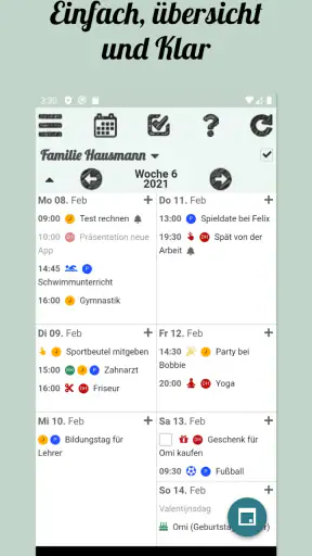 Klender, Familienagenda screenshot