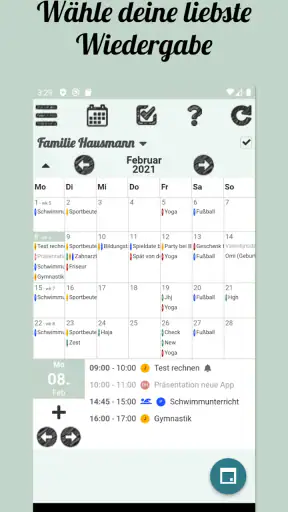 Klender, Familienagenda screenshot