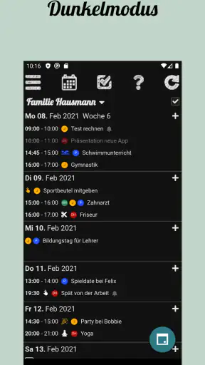 Klender, Familienagenda screenshot