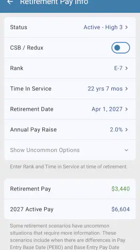 Military Retirement screenshot