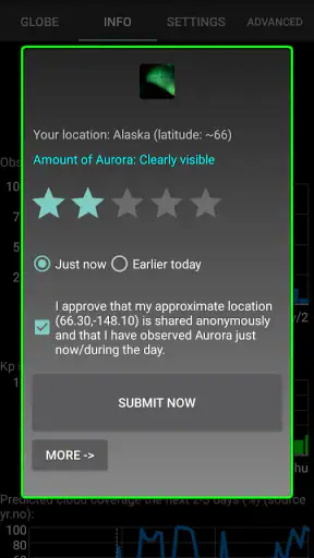 Nordlichtmelder screenshot