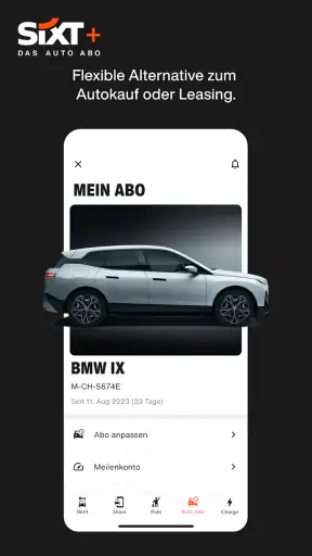 SIXT rent. share. ride. abo. screenshot