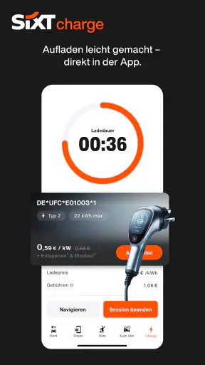 SIXT rent. share. ride. abo. screenshot