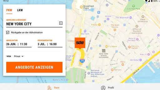 SIXT rent. share. ride. abo. screenshot
