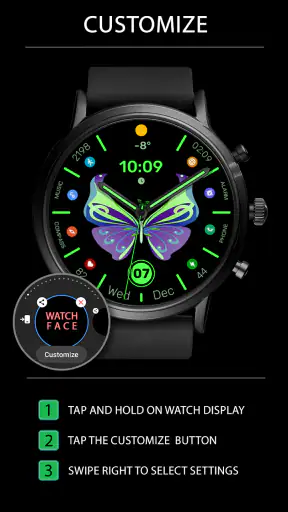 WFP 305 Butterfly watch face screenshot 12