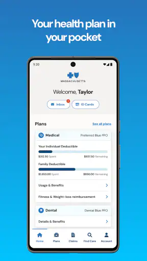 BCBSMA MyBlue Member App screenshot