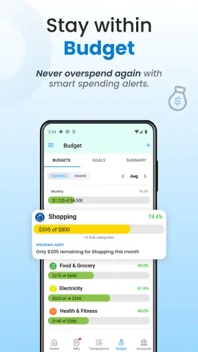 Bill Payment Reminder, Budgets screenshot