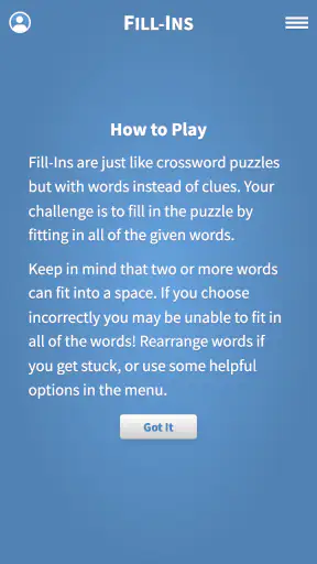 Fill-Ins · Word Fit Puzzles screenshot