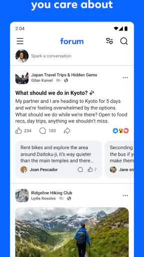 Forum, a Facebook app screenshot