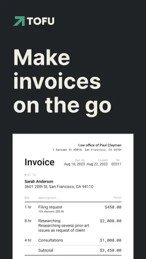Invoice Maker Tofu & Receipts screenshot