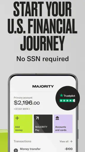 MAJORITY: Mobile banking screenshot