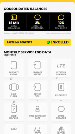 My SafeLink screenshot