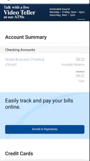 Ocean Bank Mobile Banking screenshot