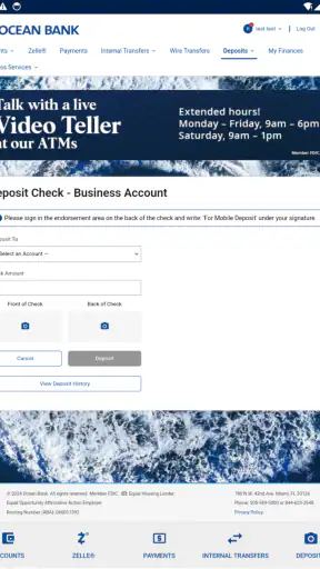 Ocean Bank Mobile Banking screenshot