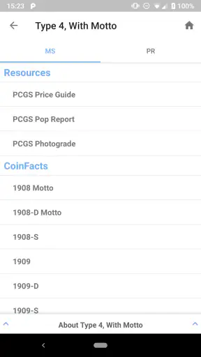 PCGS CoinFacts - U.S. Coin Val screenshot