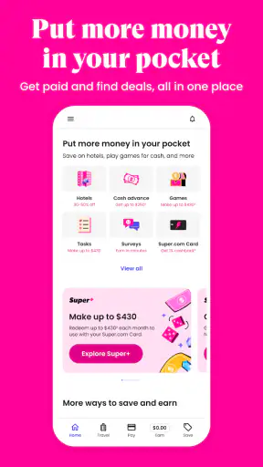 Super.com-Cash Advance, Travel screenshot