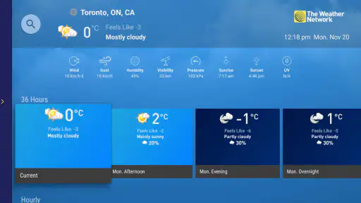 The Weather Network TV App screenshot