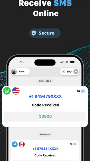 VSim: SMS Verification Code screenshot