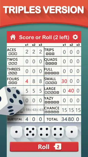 Yazy the yatzy dice game screenshot