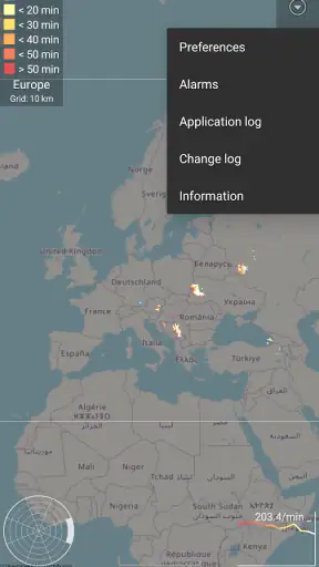 Blitzortung Lightning Monitor screenshot