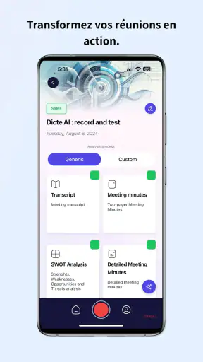 Dicte: Assistant IA réunions screenshot