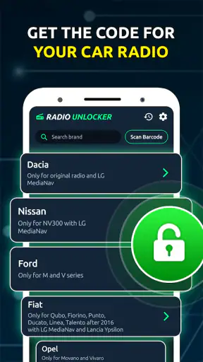 Générateur de codes autoradio screenshot