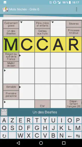 Jeux de grille (mots fléchés & screenshot