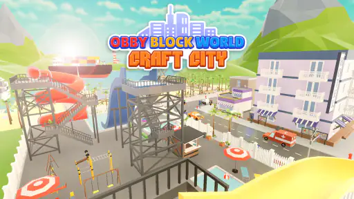 Obby Block World: Craft City screenshot 1