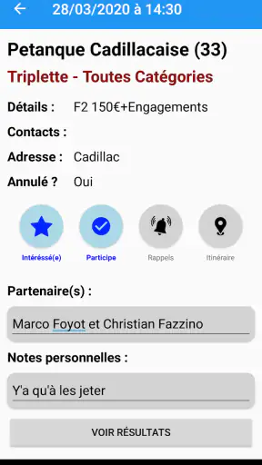Pétanque Calendriers Concours screenshot 2