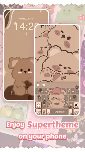 Pink Cute Hippo Thème screenshot