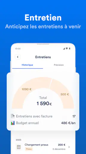 Carnet d'entretien, historique screenshot