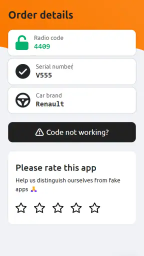 Trouver Code Autoradio screenshot