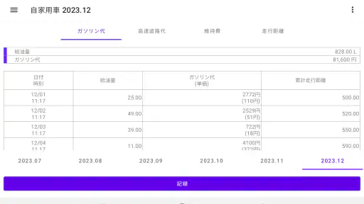 ガソリン代 記録帳 給油量 走行距離  燃費 車の管理 screenshot 11