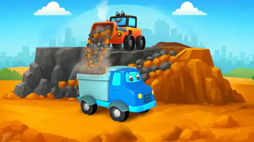 トラックと掘削機を使った子供向けブルドーザー建設ゲーム screenshot
