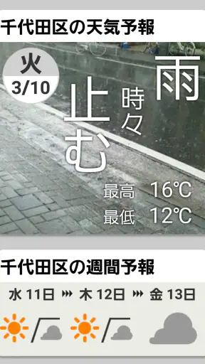 天気と天気予報アプリ　らくらくウェザーニュース　 screenshot